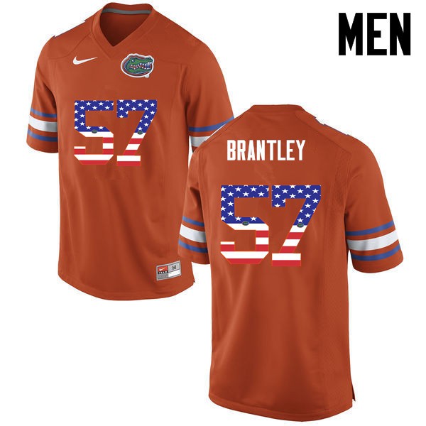 Florida Gators Men #57 Caleb Brantley College Football USA Flag Fashion Orange